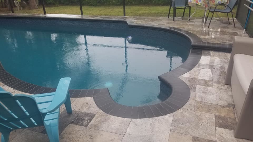 Travertine Meets Brick Coping Renovation