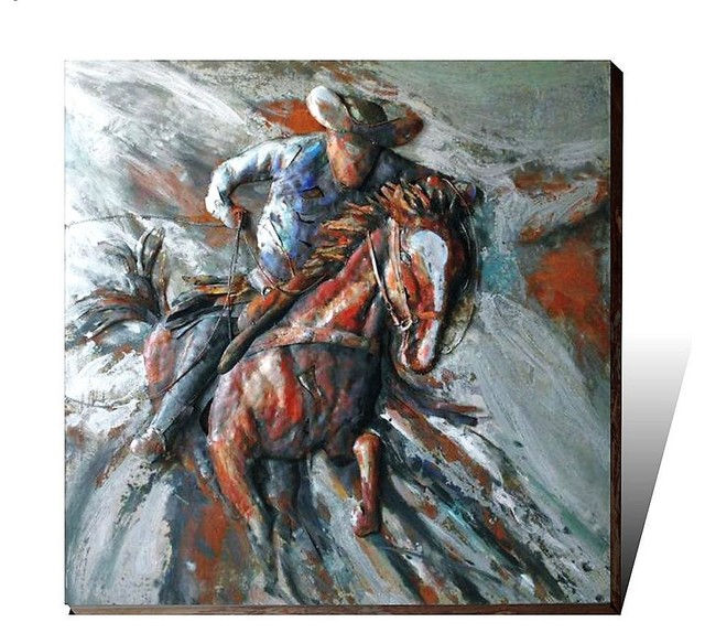 Cowboy Run Rustic Western Metal Wall Art
