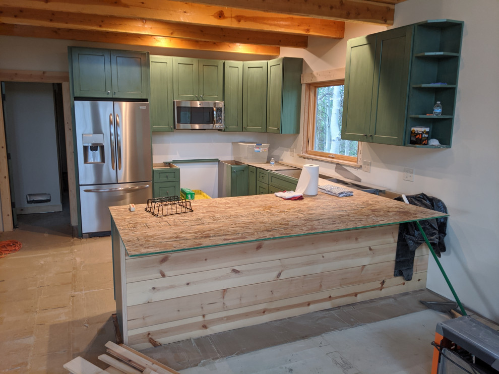 Mountain style kitchen photo in Denver