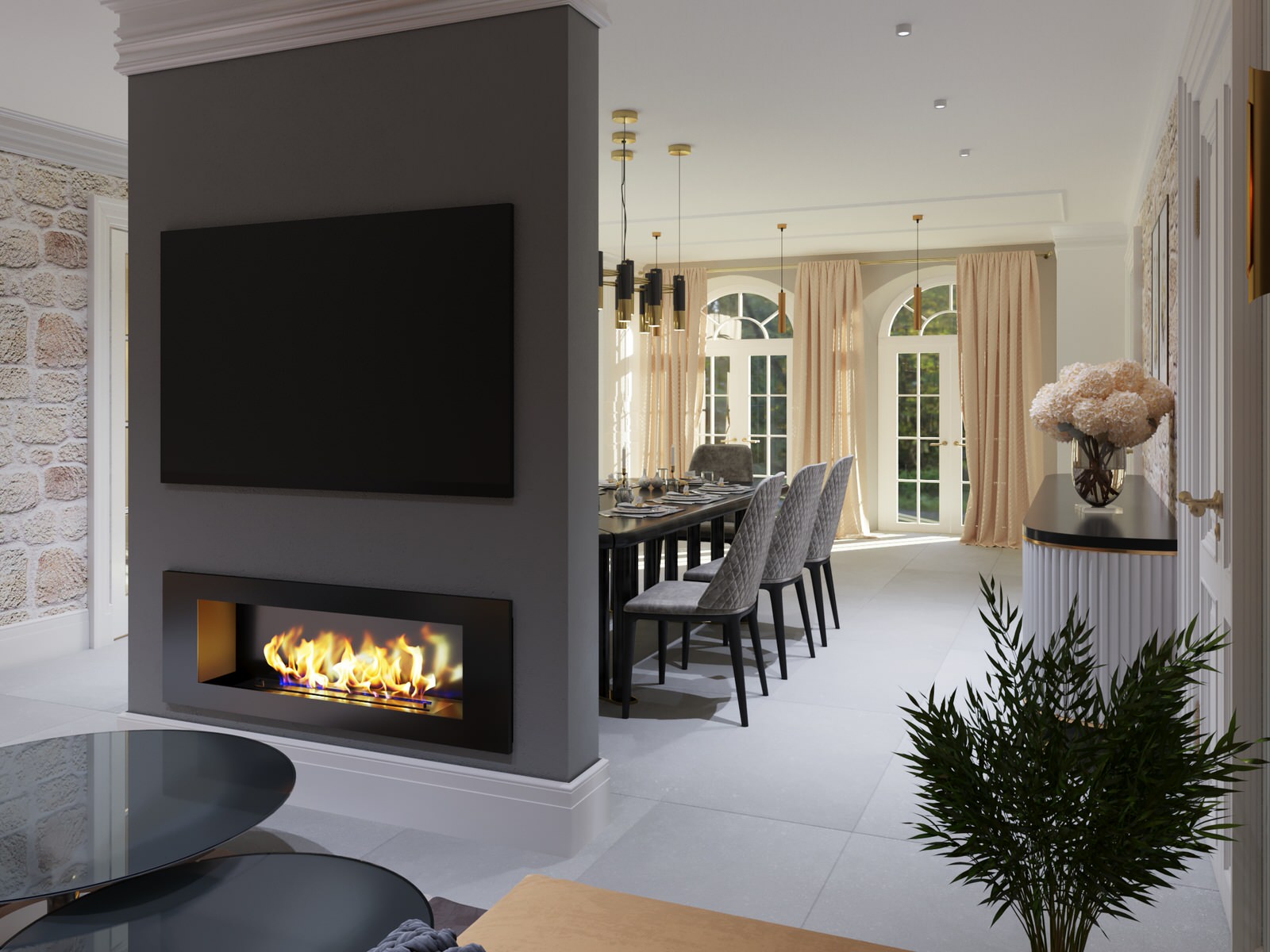 столовая c гостиной зоной