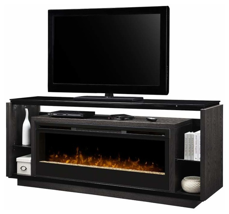 Dimplex David Glass Ember Bed Electric Fireplace TV Stand in Smoke