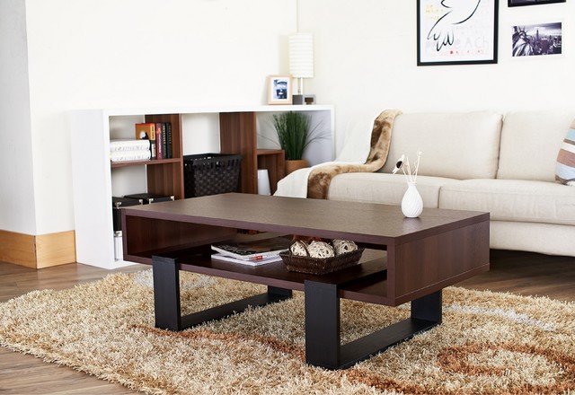 Furniture of America Fayth Dark Walnut/ Black Coffee Table