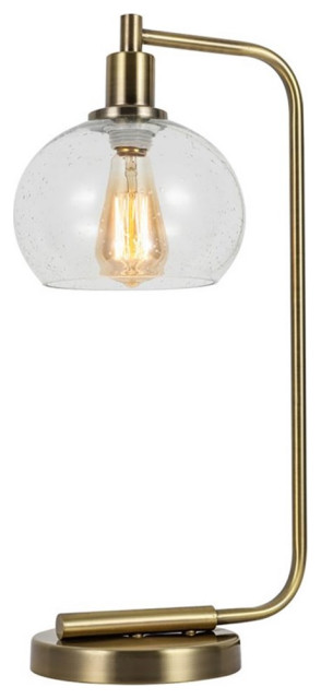 Woodbridge Lighting Austin 1-Light Glass Table Lamp in Brass/Clear Seedy