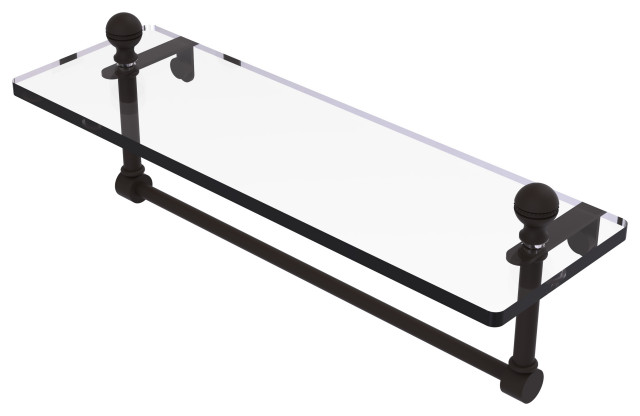 Mambo 16" Glass Vanity Shelf with Towel Bar, Oil Rubbed Bronze