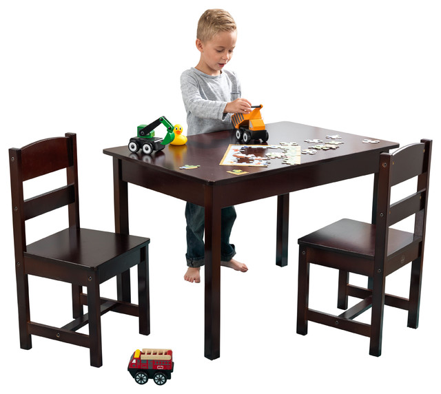 KidKraft Rectangle Table and 2 Chair Set, Espresso