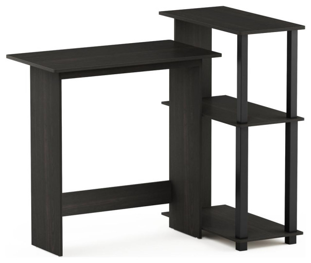 Abbott Corner Computer Desk with Bookshelf, Espresso/Black, 16086R1EX/BK Transitional Desks