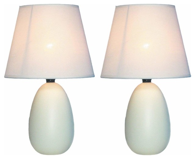 Simple Designs Mini Egg Oval Ceramic Table Lamps 2 Pack Set Mini Egg Oval Ceramic Table Lamps