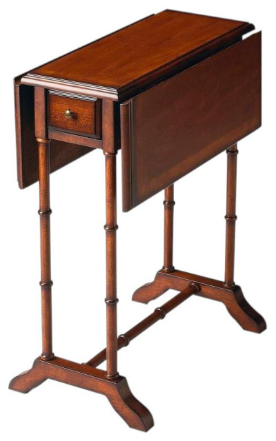 Side Table Rectangular Antique Brass Umber Distressed Brown/Beige/Tan