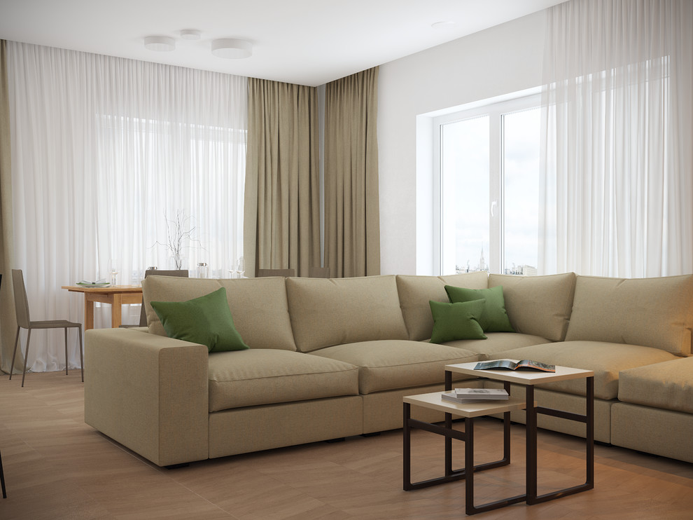 Скандинавский Минимализм. Зона ТВ с угловым диваном