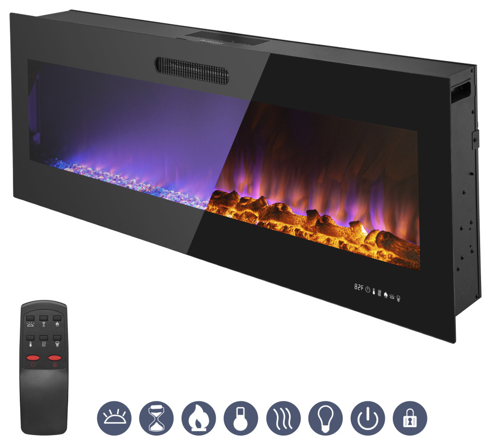 LED Electric Fireplace Insert and Wall Mounted Fireplace, 60