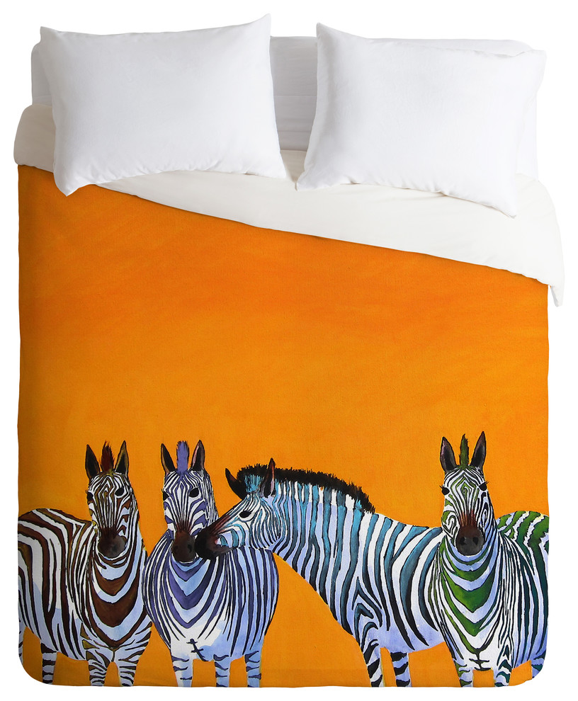 Clara Nilles Candy Stripe Zebras Duvet Cover