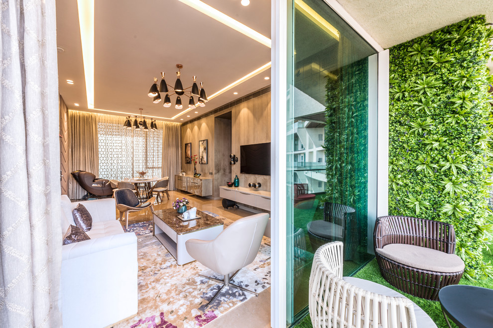 This is an example of a modern patio in Mumbai.