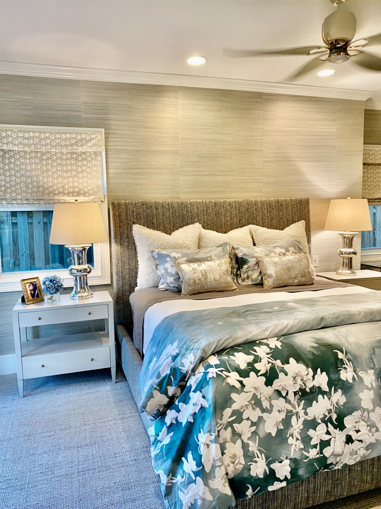 マイアミにあるトロピカルスタイルのおしゃれな寝室のインテリア