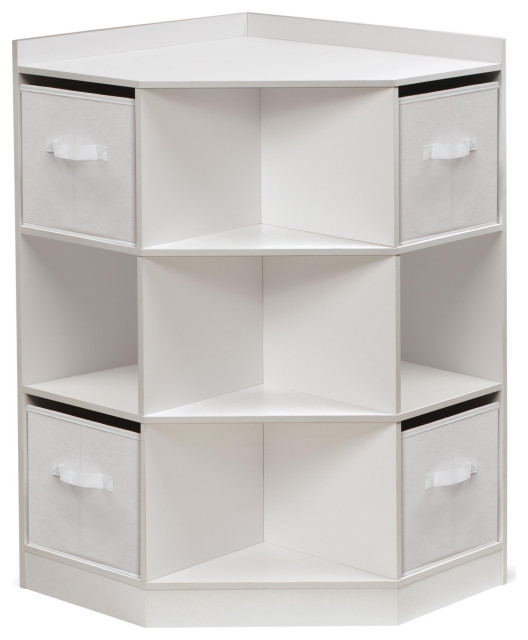 Badger Basket Corner Cubby Storage Unit With Four Reversible Baskets, White - Transitional - Toy
