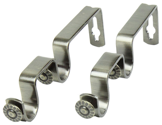 Double Brackets For 3 4 Rod Satin Nickel Set Of 2 Modern
