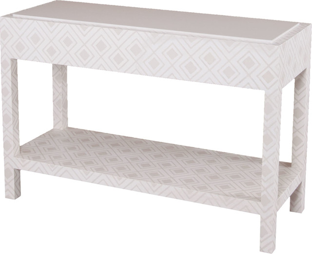 Dimond Home Kent Fabric Wrapped Wood Console Table, White & Gray