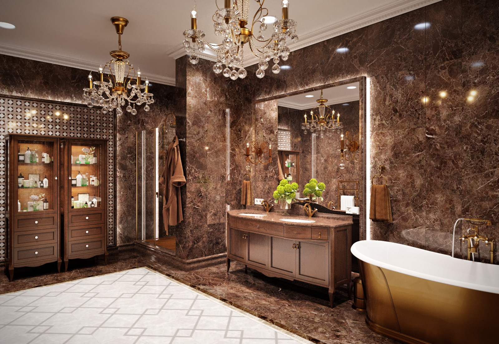 Визуализация ванной комнаты "Мокко"