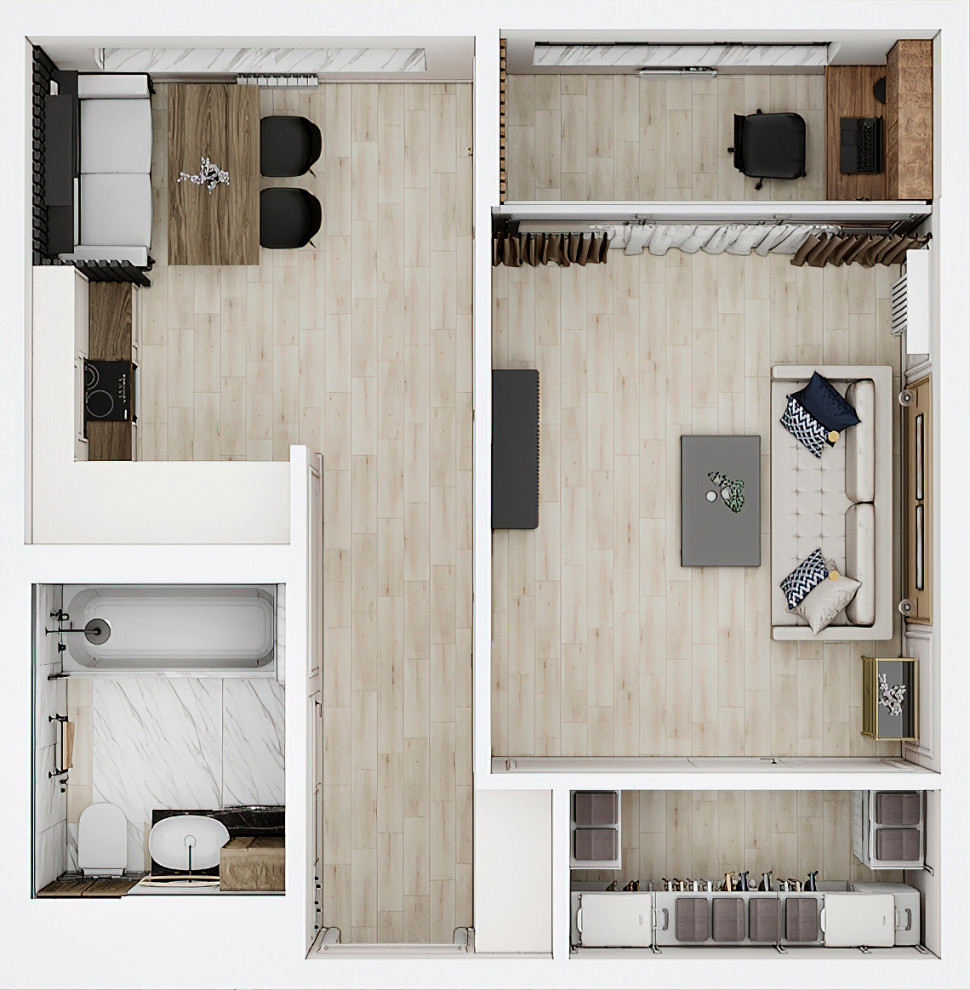 Стильный Дизайн Однокомнатной Квартиры в жк Западный порт в Москве