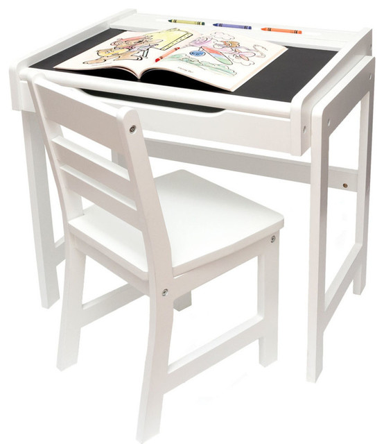 white childrens desk and chair