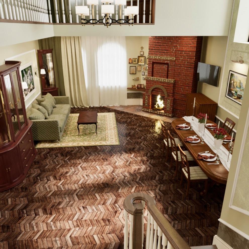 Визуализация проекта загородного дома в классическом стиле.