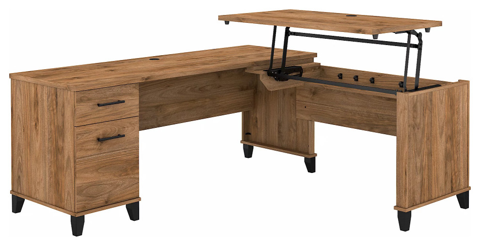 Modern Desk, Storage Drawers & Lift Up Top With Cable Management