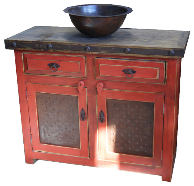 Caddo Rustic Bathroom Vanity Metal Panel Doors Farmhouse