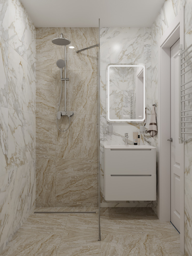 Санузел и Ванная из керамогранита и оникса