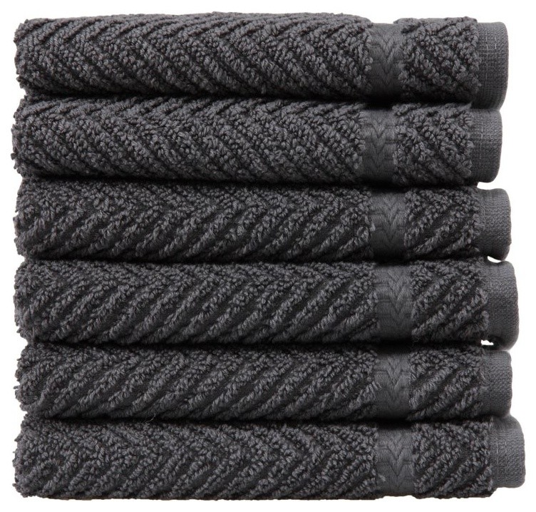 Linum Home Textiles Gray Herringbone Weave Washcloths - Set of 6 - HN-HB95-6WC