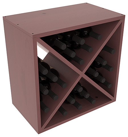 24 Bottle Wine Storage Cube in Ponderosa Pine, Black Stain + Satin Finish