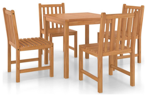 vidaXL Solid Wood Teak Patio Dining Set 5 Piece Garden Outdoor Table and Chair