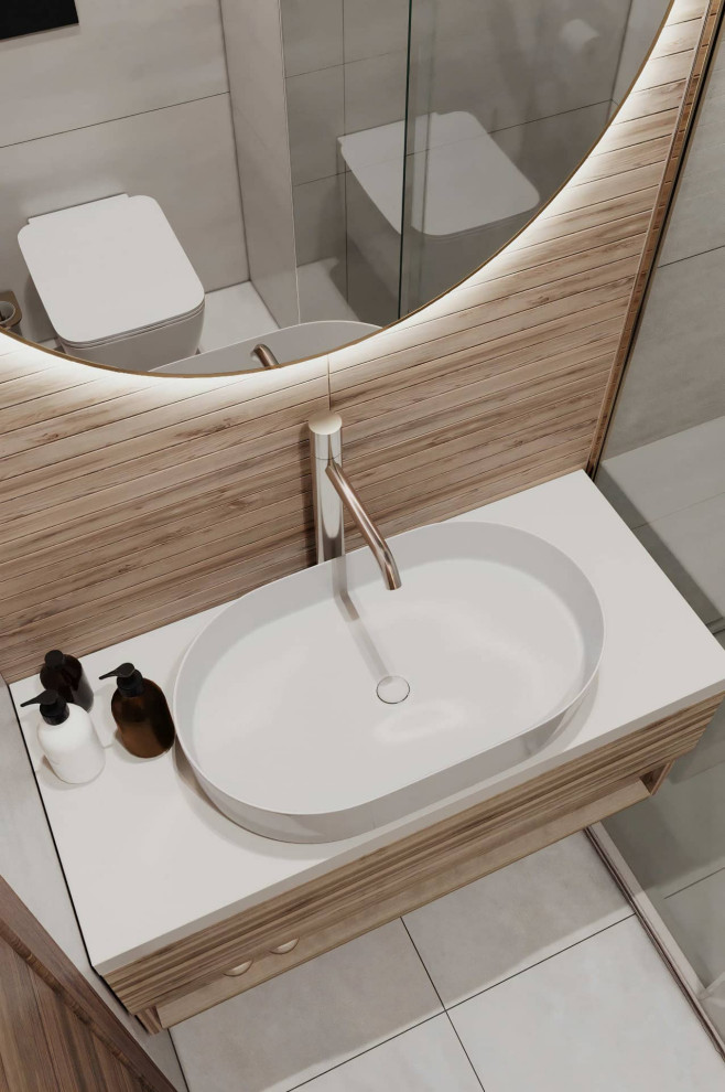 This is an example of a scandinavian bathroom in Moscow.