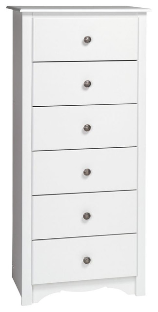 Prepac Monterey 6 Drawer Lingerie Chest In White Finish