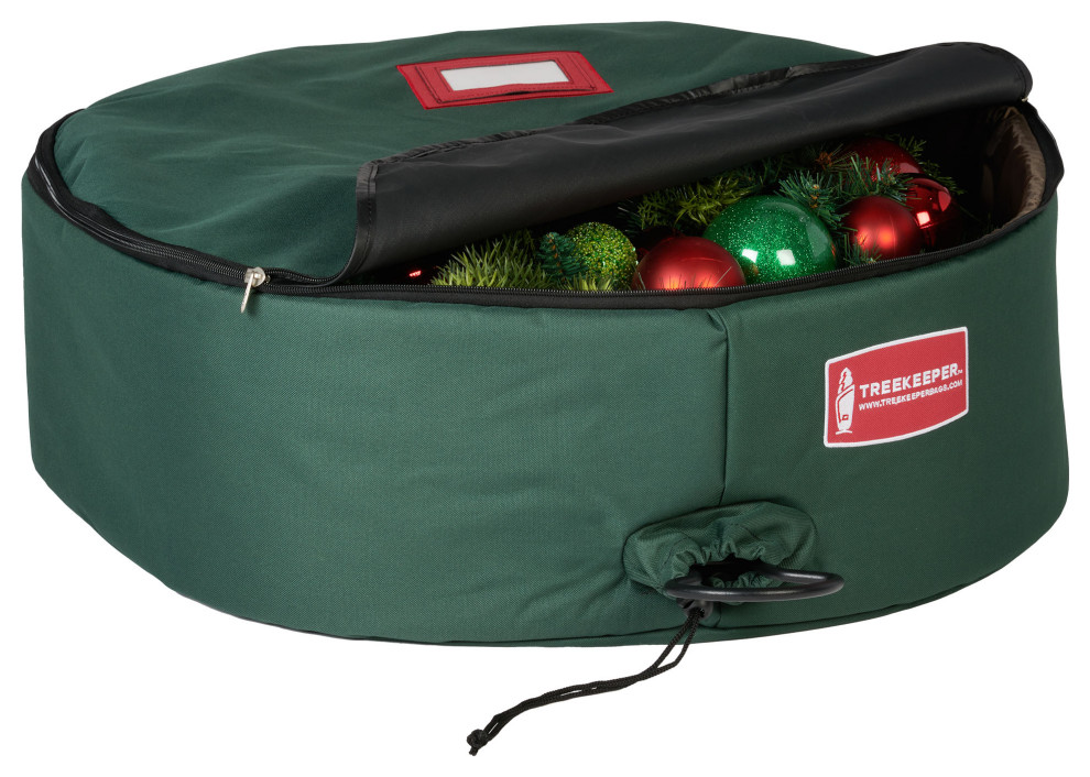 36" Padded Christmas Wreath Storage Container Contemporary Holiday