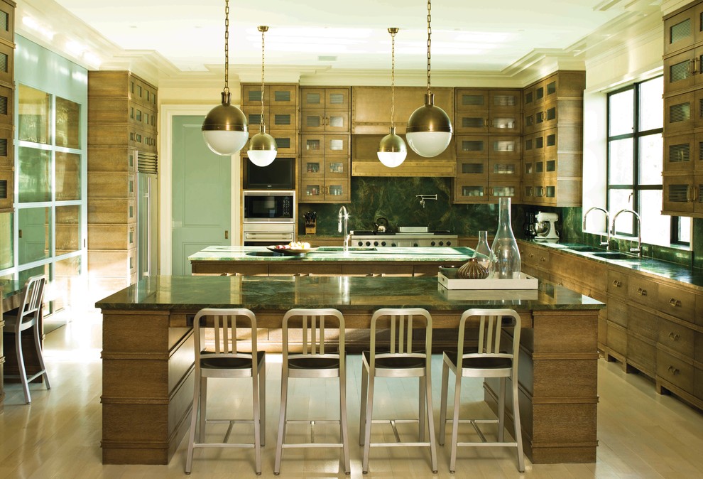 Example of a transitional kitchen design in New York