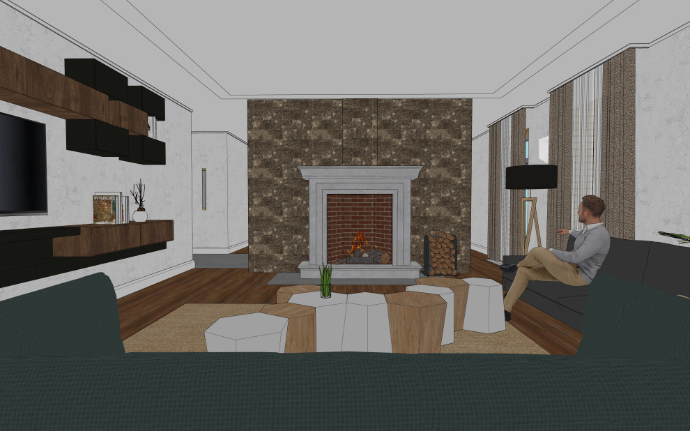 3D визуализация первого этажа дома