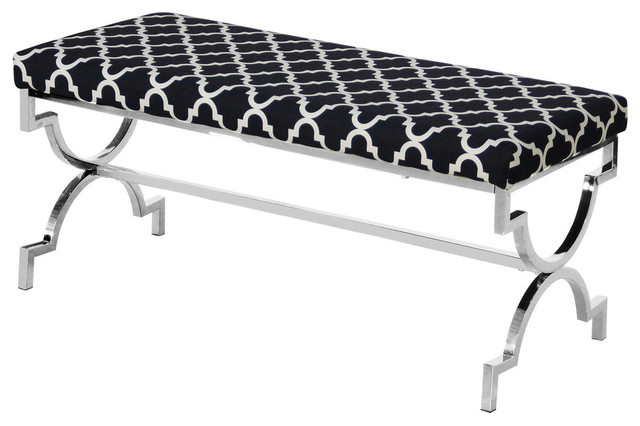 Savafieh Black And Silver Stainless Steel Bench Mediterranean