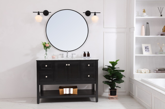 Black Finish And Frosted White Glass 1-Light Left Wall Sconce