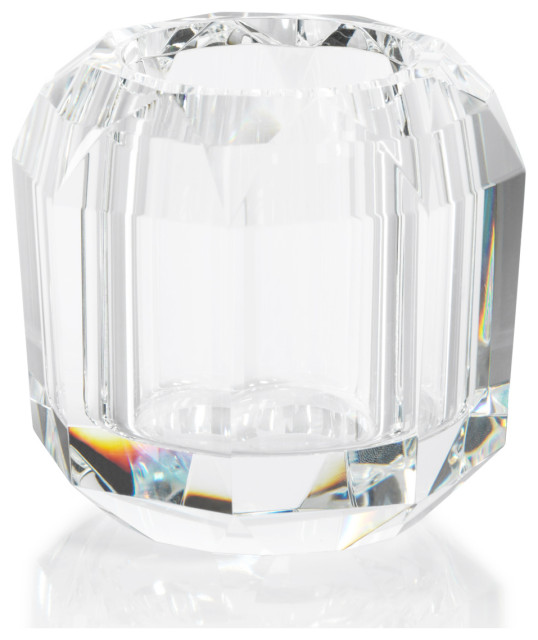 Ruxley 3.25" Faceted Crystal Vase, Cler