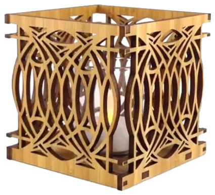 Frank Lloyd Wright Blossom Design Hardwood Votive with Flameless Tea Light NIB 
