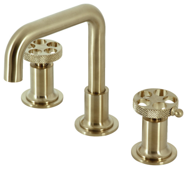KS142RKXBB Widespread Bathroom Faucet With Push Pop-Up, Brushed Brass