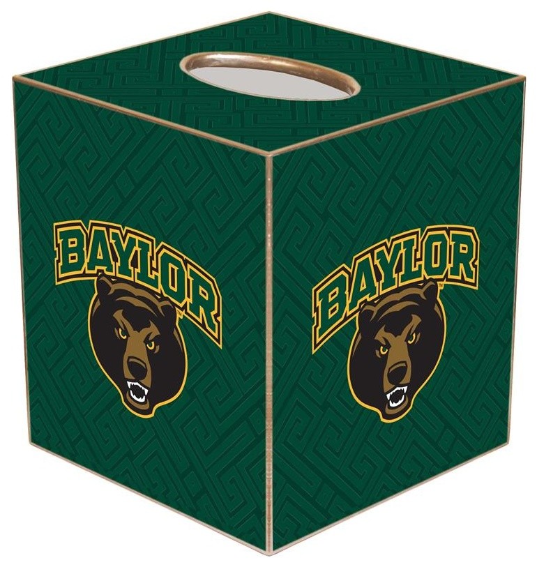 TB3118-Baylor Bears on Green Crock Tissue Box Cover