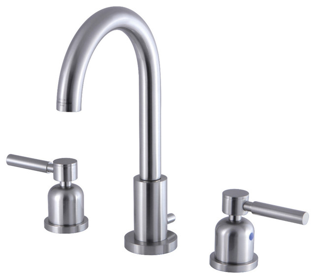 Fauceture Widespread Bathroom Faucet With Brass PopUp, 53/8" in Spout Reach Contemporary