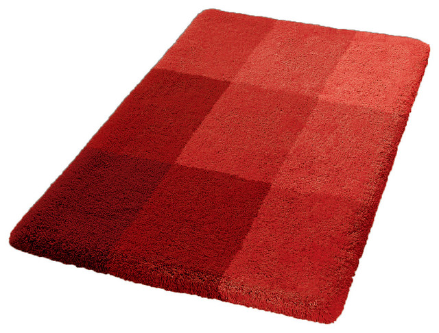 Luxury Non Slip Washable Bathroom Rug, Garnet Red, Square, Medium