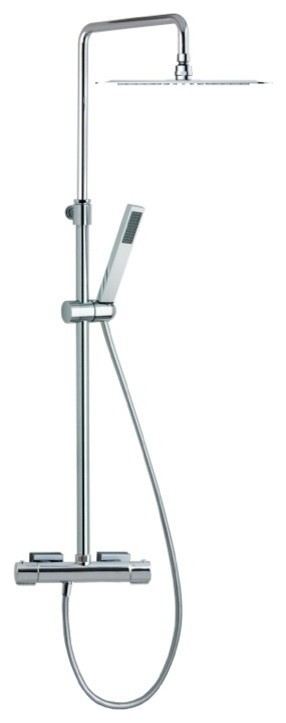 Wall Mounted Brass Thermostatic Rainhead and Hand Shower Set, Chrome