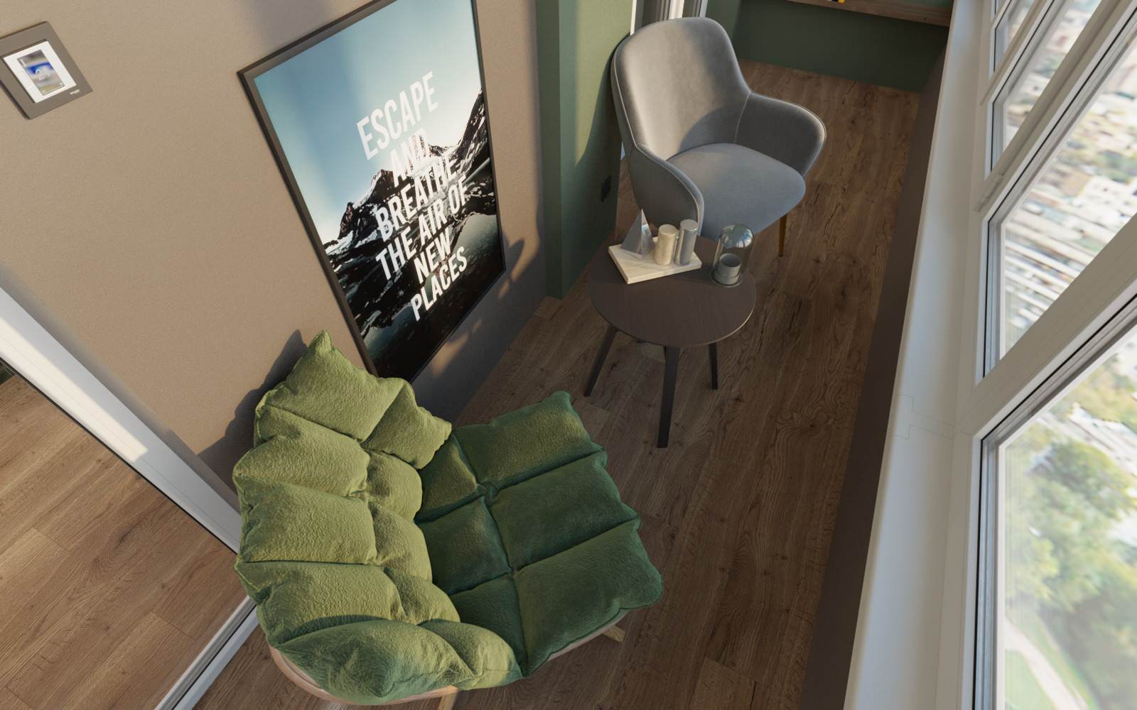 Кухня гостинная с балконом