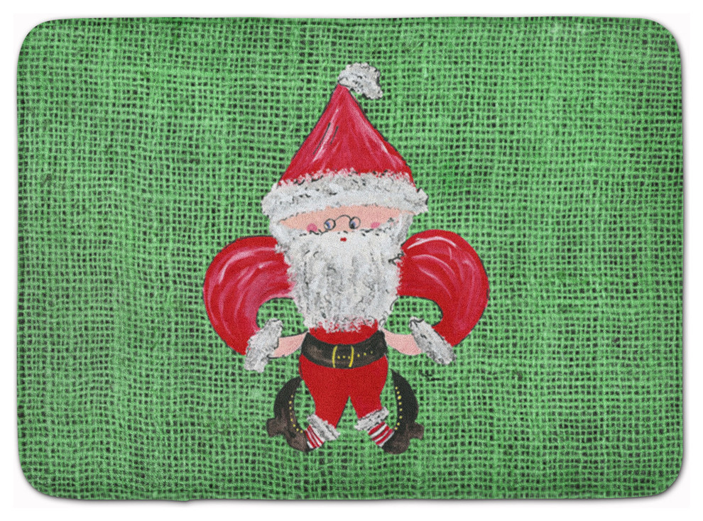 Christmas Santa Fleur De Lis Machine Washable Memory Foam Mat