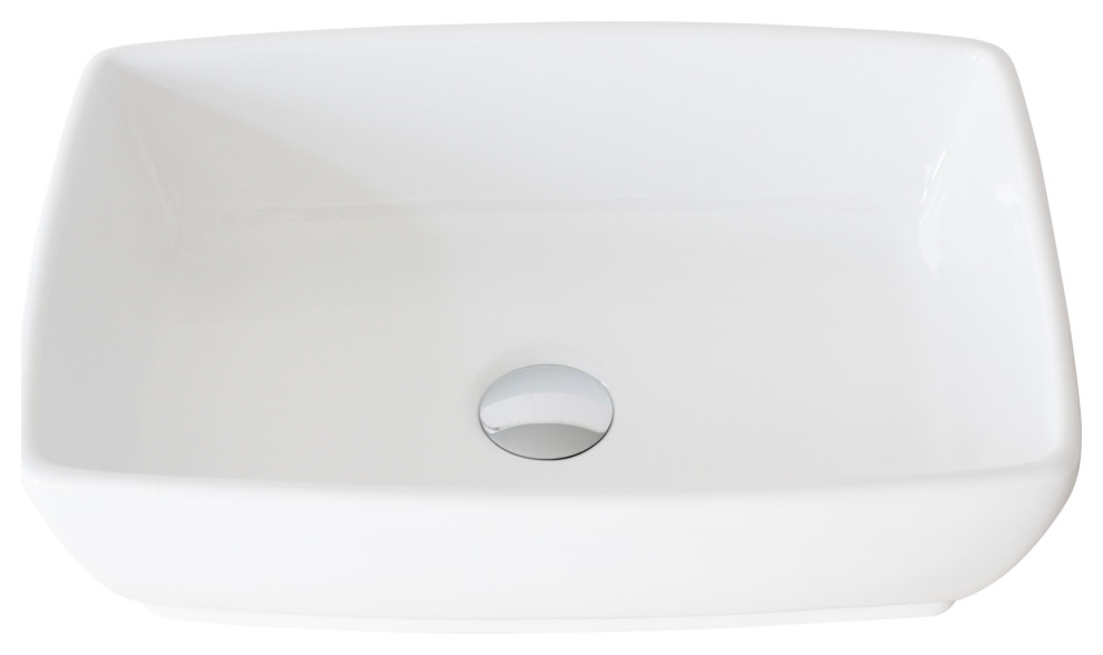 STYLISH 19" White Rectangular Ceramic Vessel Bathroom Sink