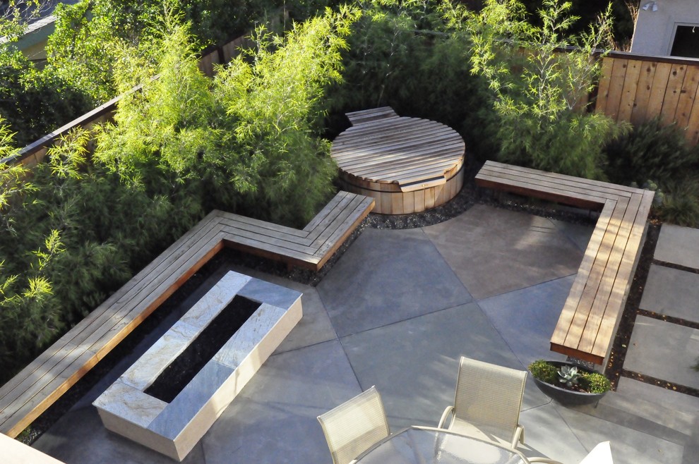 Design ideas for a contemporary patio in San Luis Obispo with a fire feature.