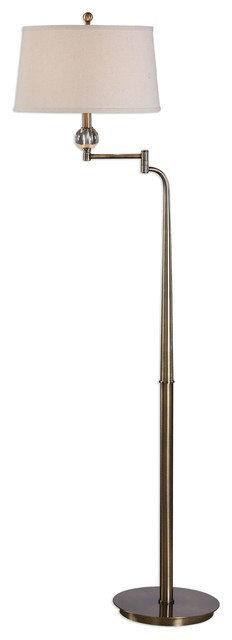 Midcentury Swing Arm Floor Lamp, Adjustable Brass Retro