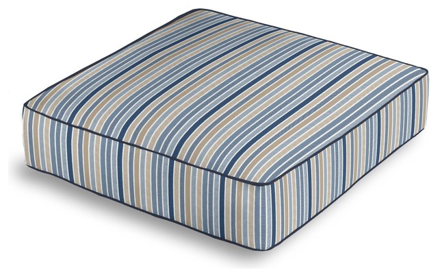 Blue and Tan Stripe Box Floor Pillow